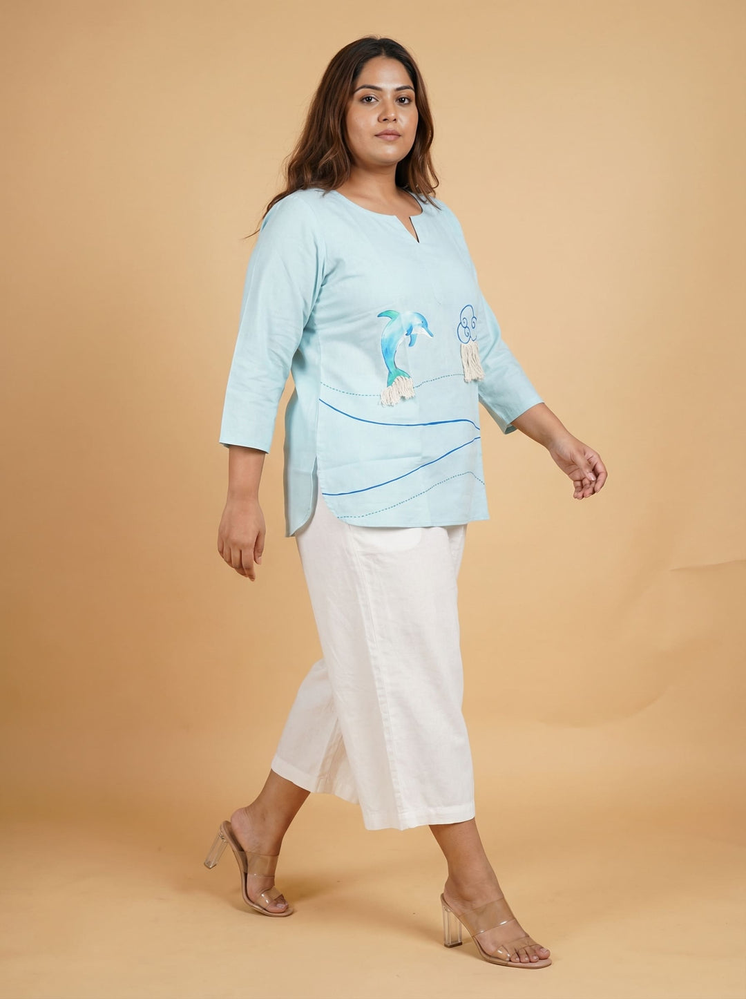 Sky Blue Hand Painted Top