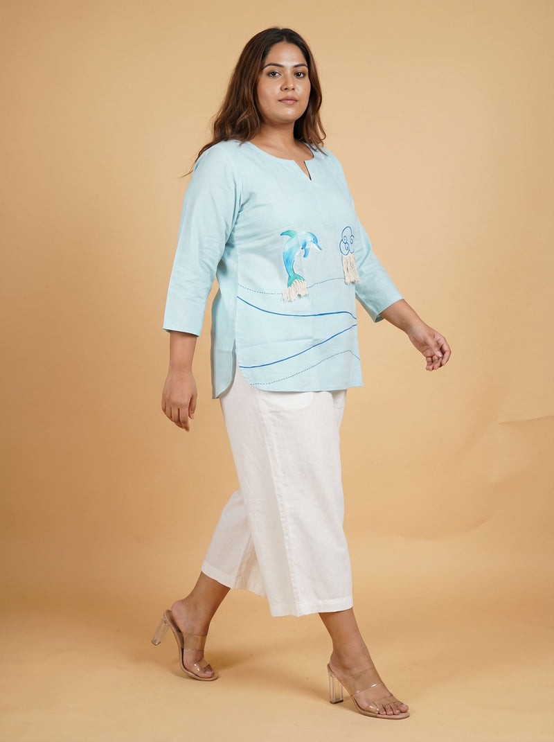 Sky Blue Hand Painted Top