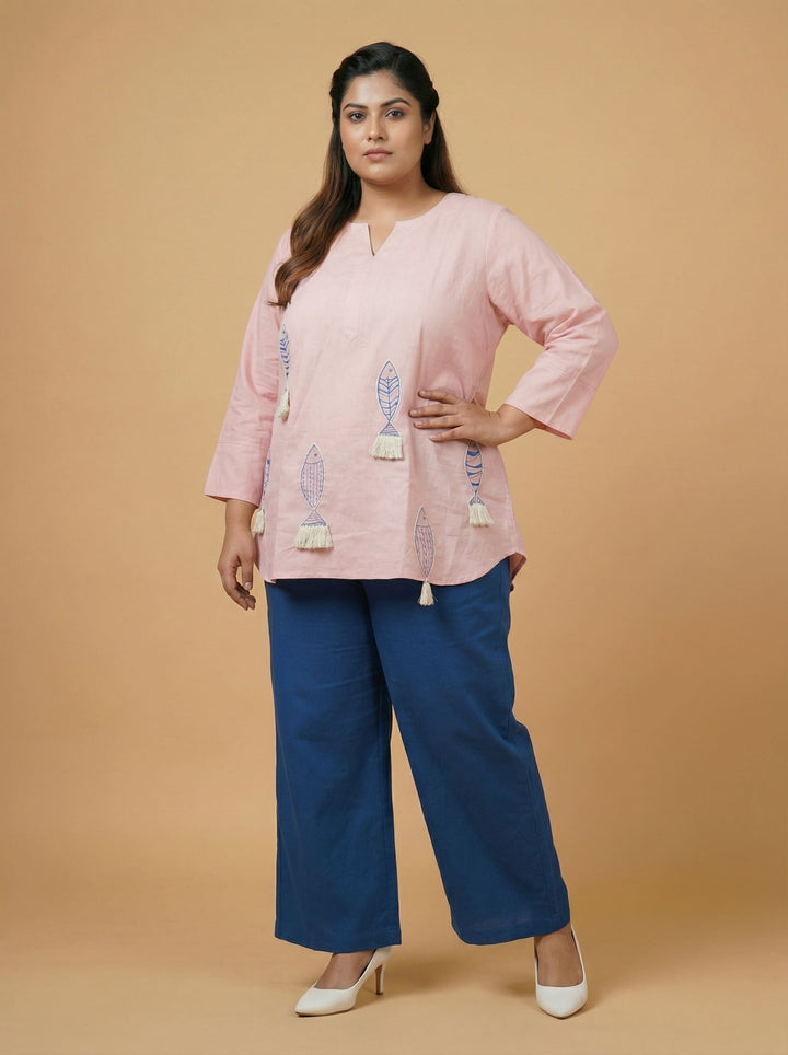 Pink Handpainted Plus Top