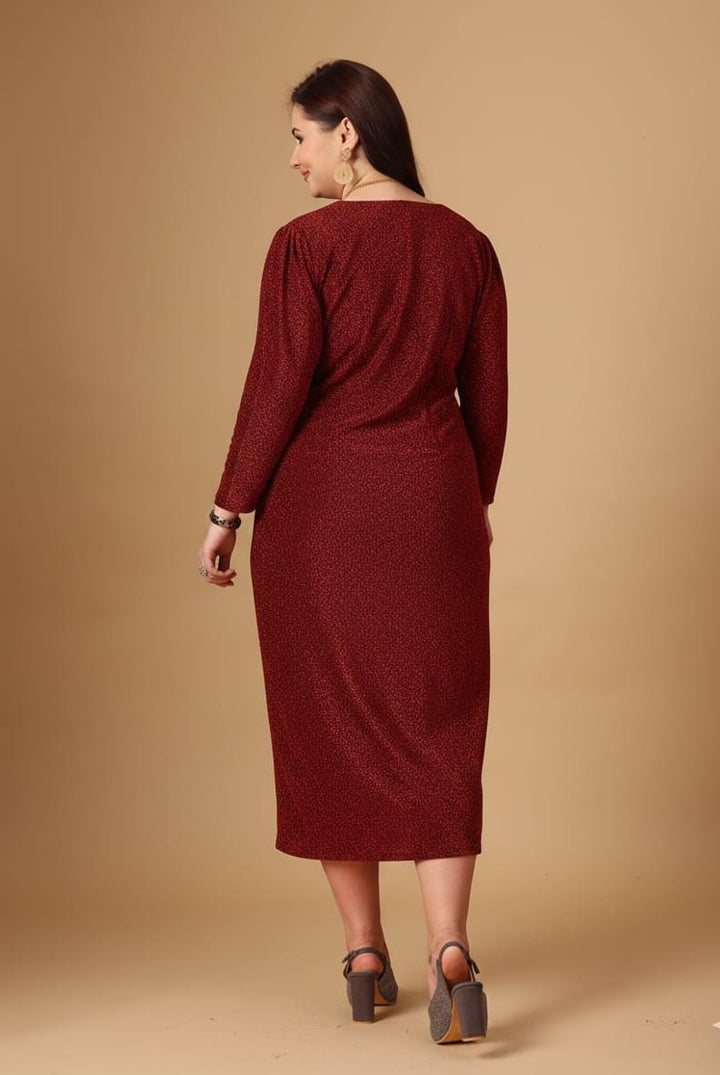 Red Metallic Straight Party WearDress