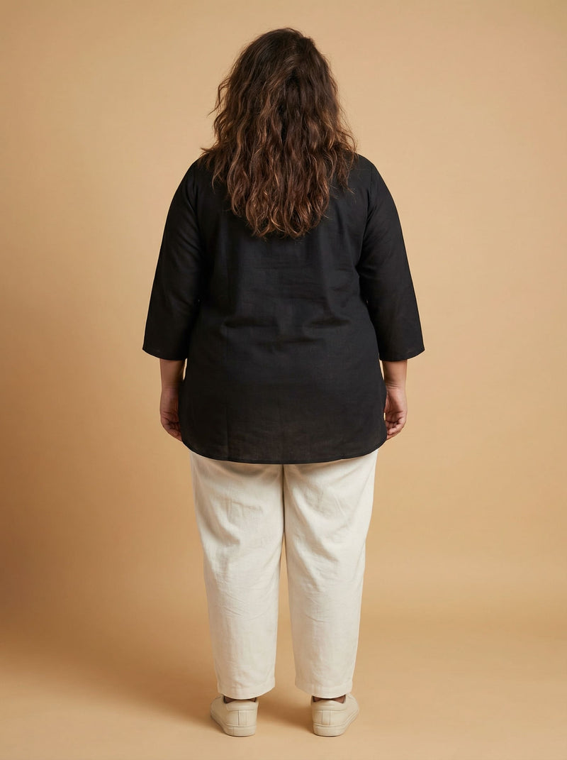 Black Casual Cotton Top For Women