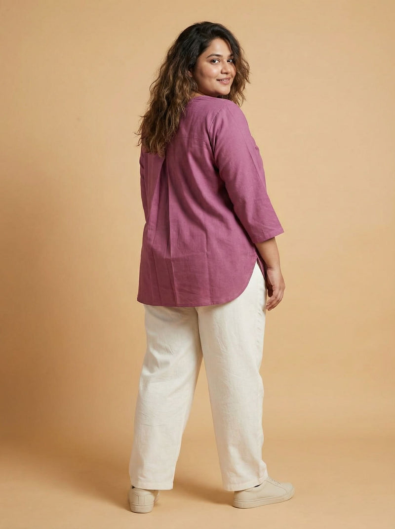 Plus Size Rouge Pink Cotton Top