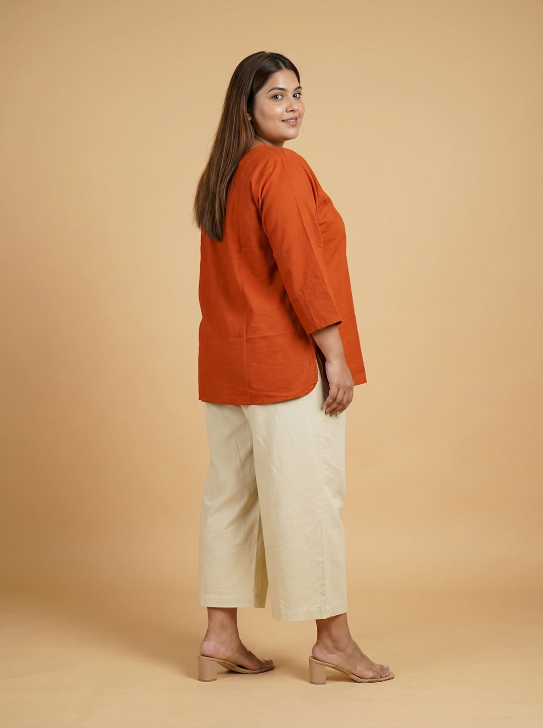 Rust Cotton Casual Plus Top