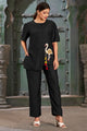 Black Short Sleeve Co-ord Set With Ethnic Handwork