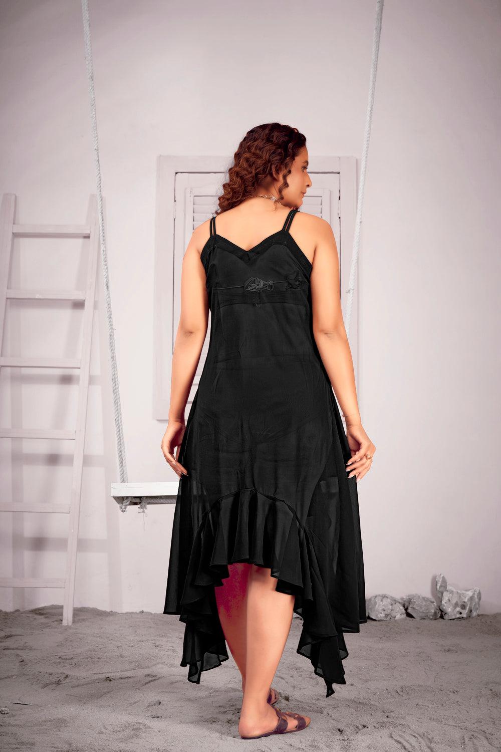 Wrap Dress Plus Little Black Dress Mermaid Style Beach Wear Plus Size Black Cover  Up Dress