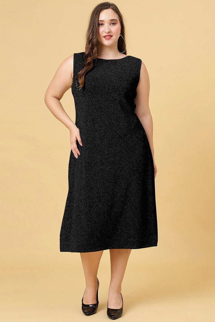 Black Color Shimmer Party Wear Long Dress For Women