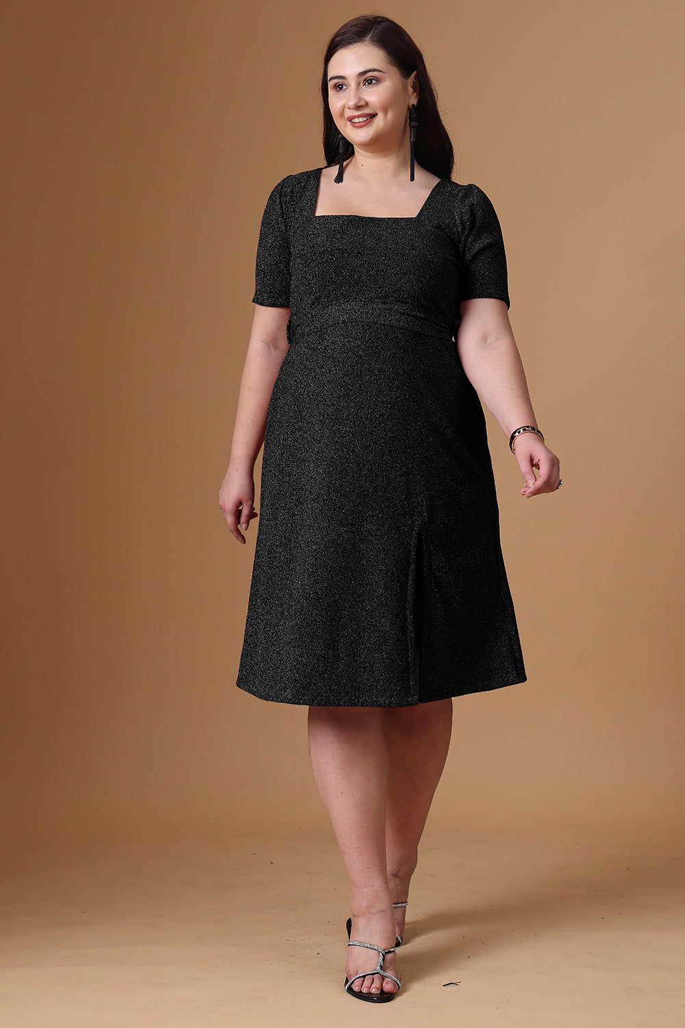 Red Court Neck Party Dress For Plus Size Women Black / 4XL Red Court Neck Party Dress For Plus Size Women Black / 4XL