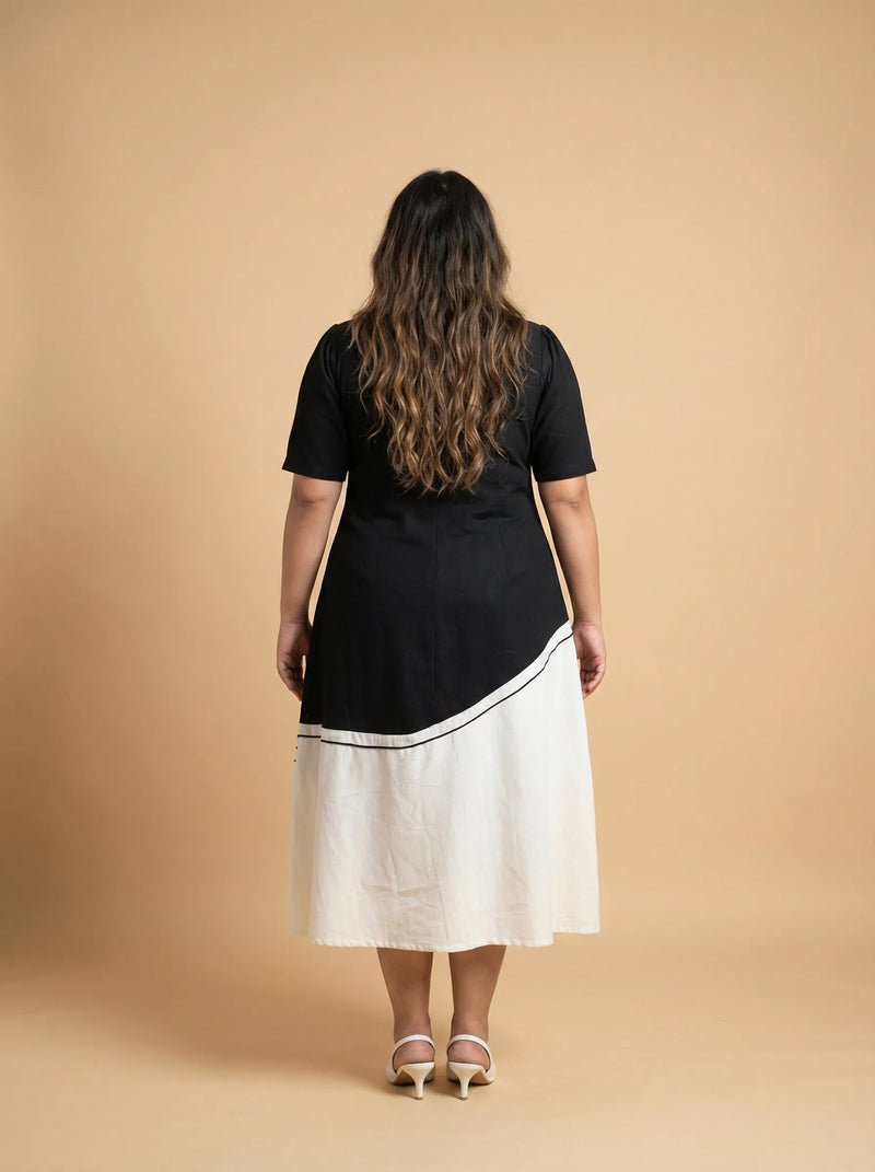 Black A-Line Cotton Resort Wear Dress