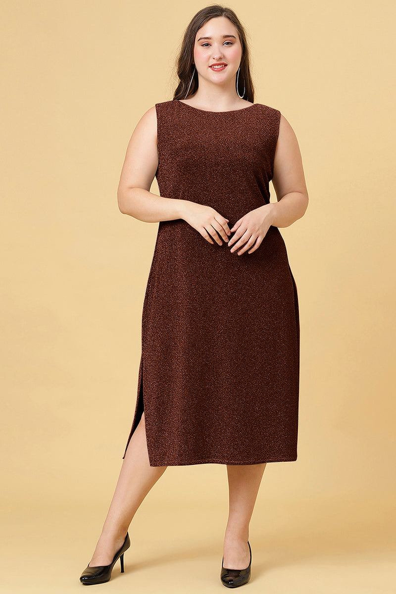 Brown Color Shimmer Party Wear Long Dress For Women