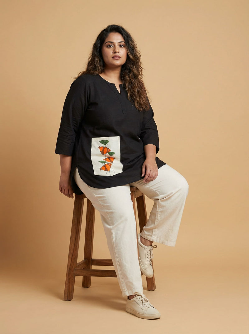Black Casual Cotton Top For Women