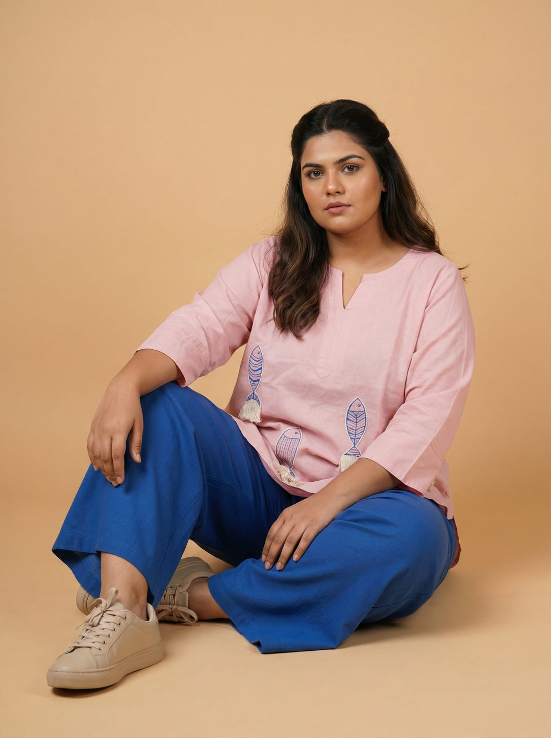 Pink Handpainted Plus Top