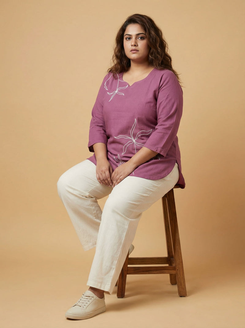 Plus Size Rouge Pink Cotton Top