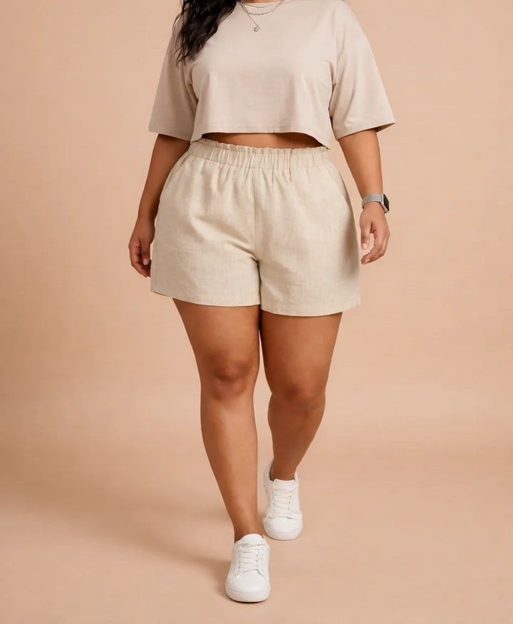 Off White Stylish Cotton Shorts for Women