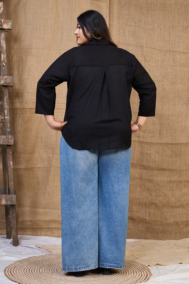 Classic ladies black cotton Back Side