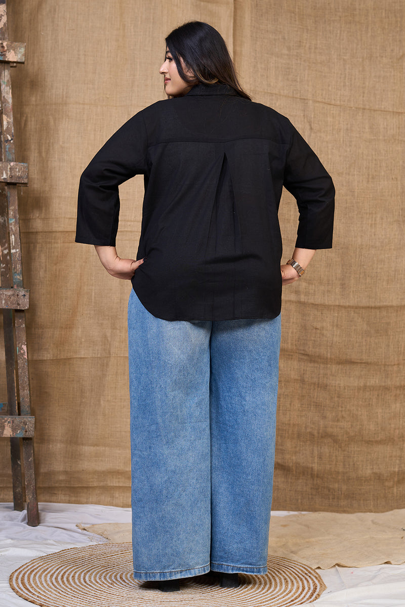 Classic ladies black cotton Back Side