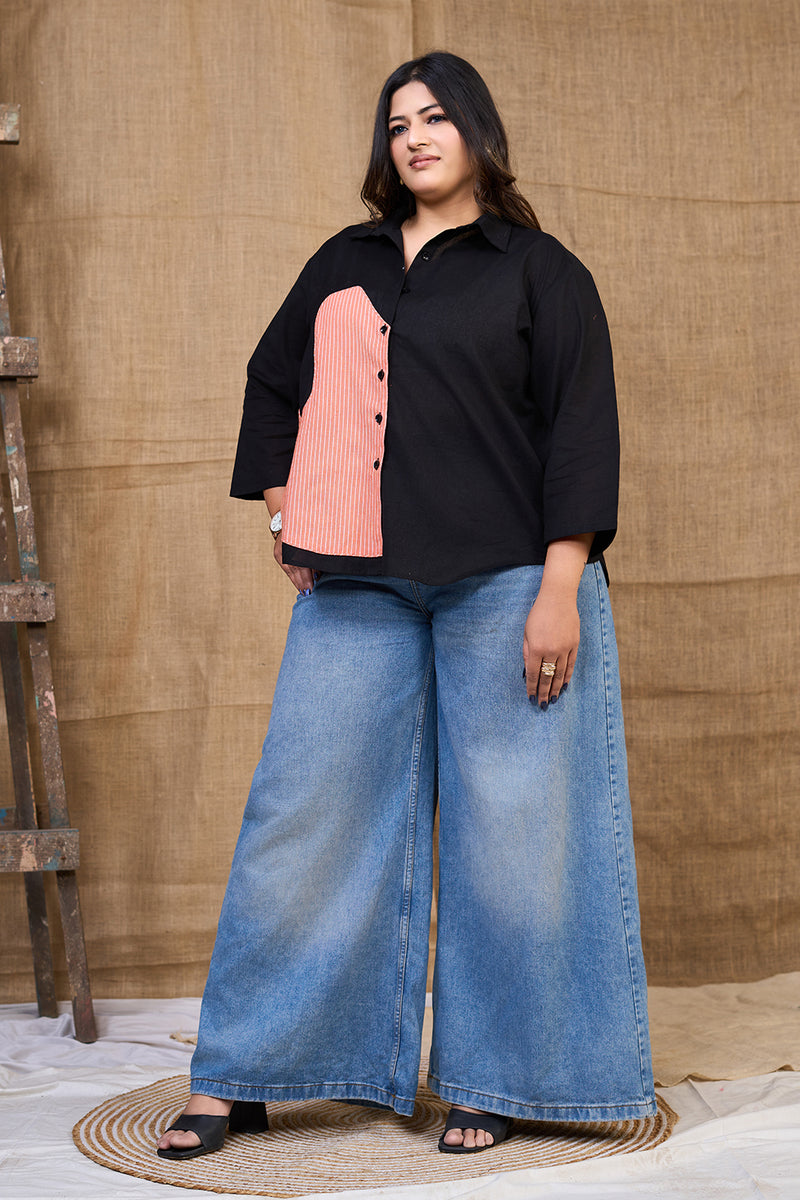 Classic ladies black cotton Lining shirt
