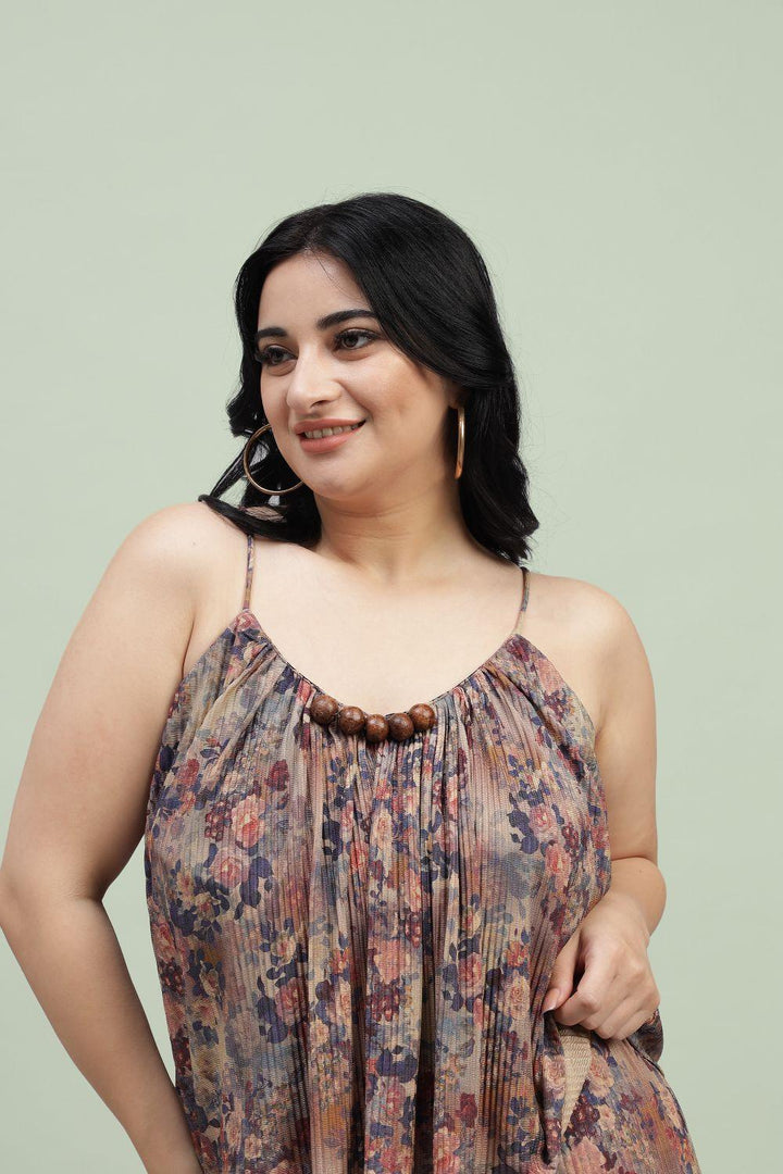 Curvy Lane Women Plus Size Floral Noodle Straps Top and Palazzo Set - Curvy Lane