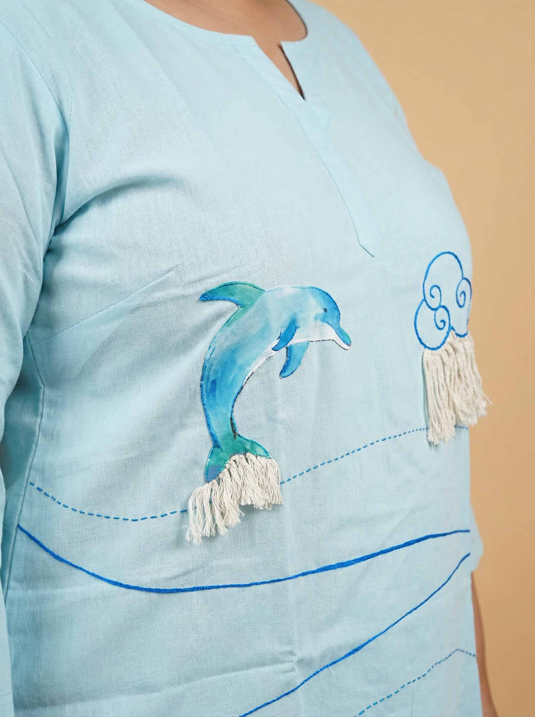 Sky Blue Hand Painted Top