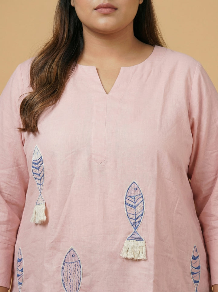 Pink Handpainted Plus Top