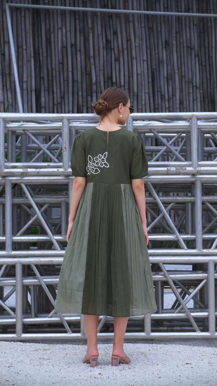 Green cotton Dress design for women