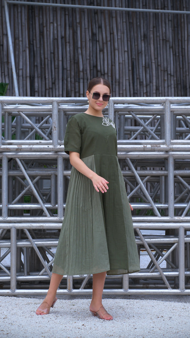 Green cotton Dress design for women