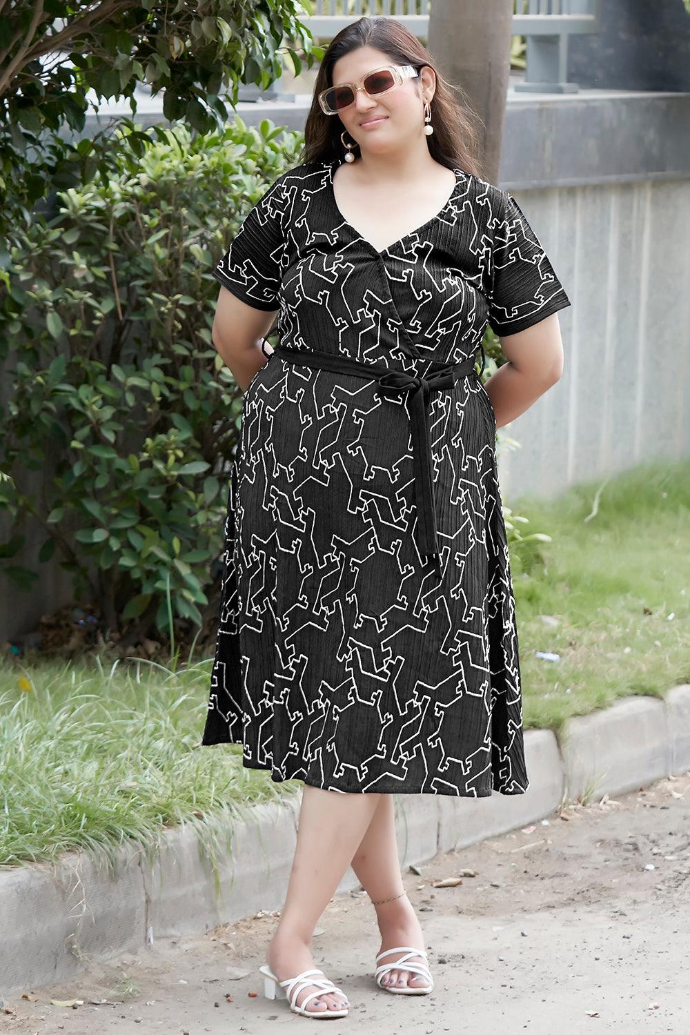 Black Embroidery Casual Dress - Curvy Lane