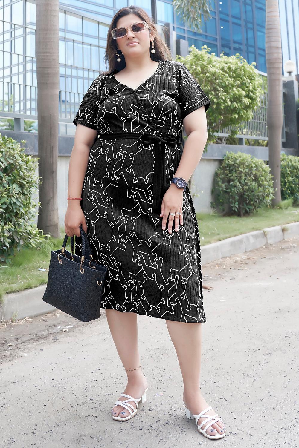 Black Embroidery Casual Dress - Curvy Lane