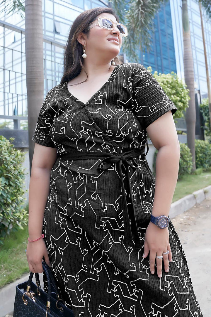 Black Embroidery Casual Dress - Curvy Lane