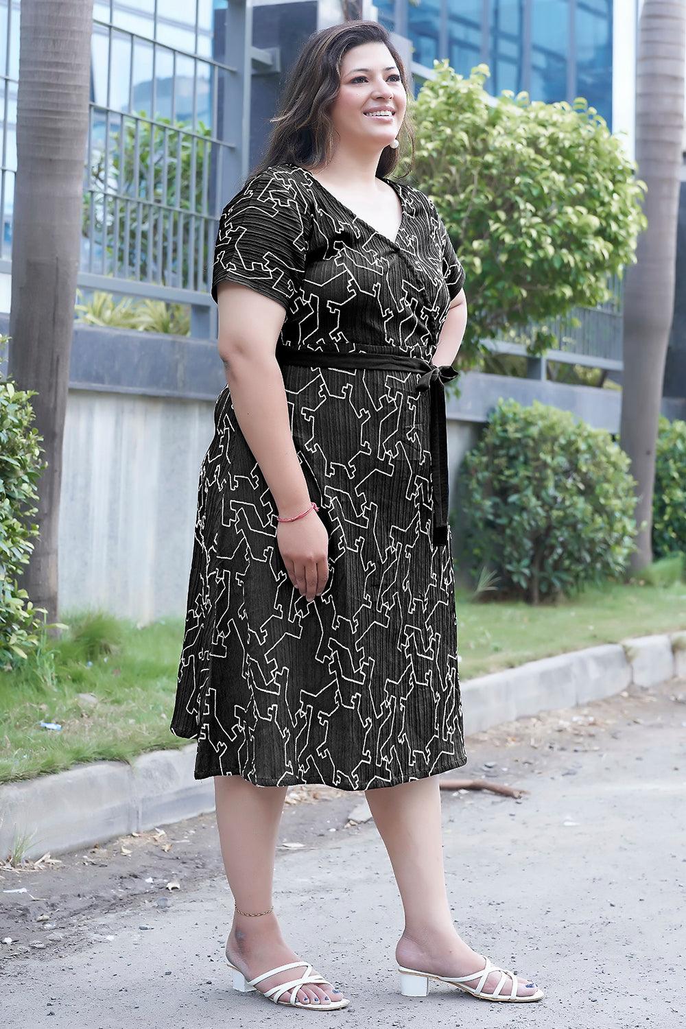 Black Embroidery Casual Dress - Curvy Lane