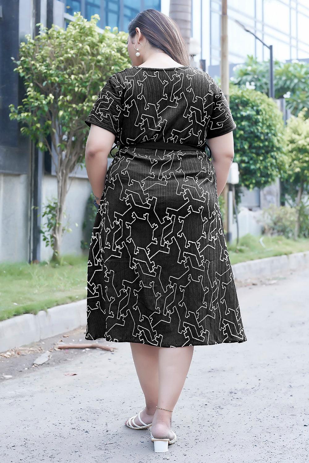 Black Embroidery Casual Dress - Curvy Lane