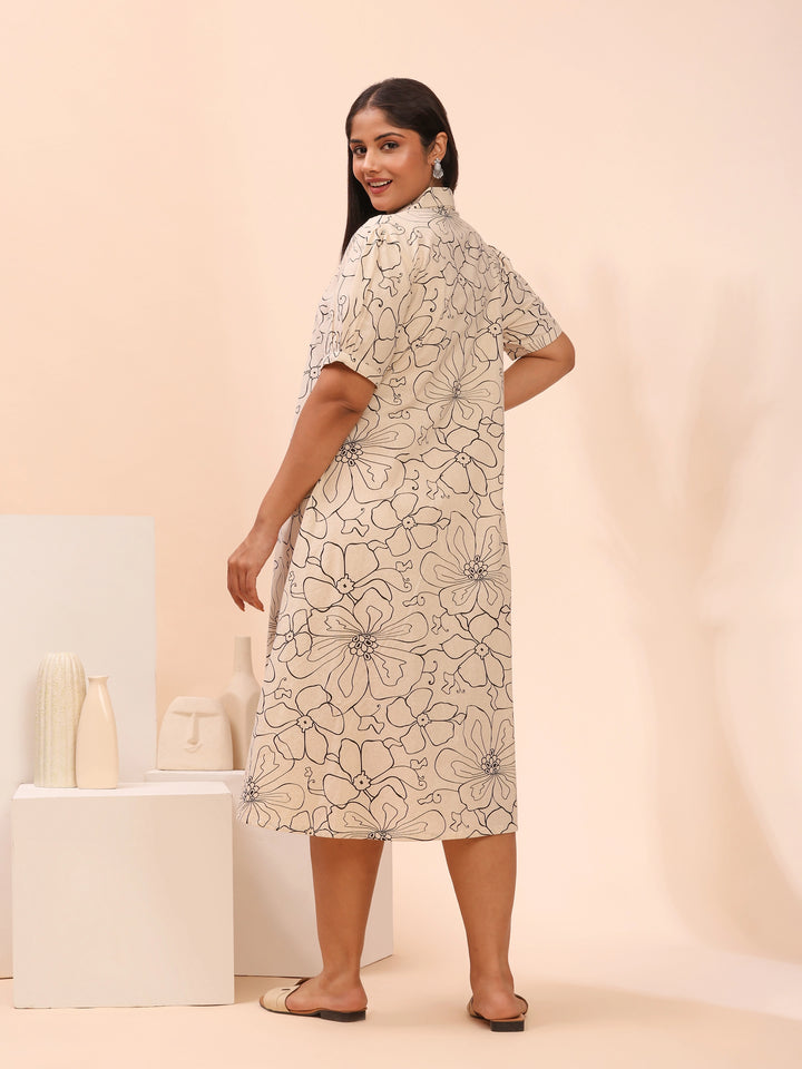 Floral puff sleeve dress for women