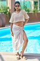 Elegant bikini coverup dress with top and multicolor sarong