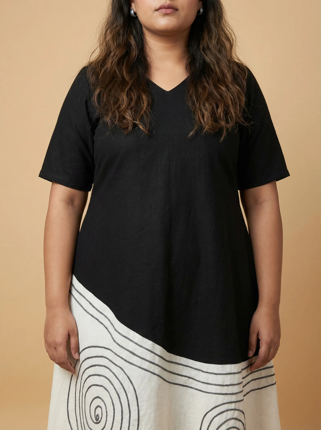 Black A-Line Cotton Resort Wear Dress