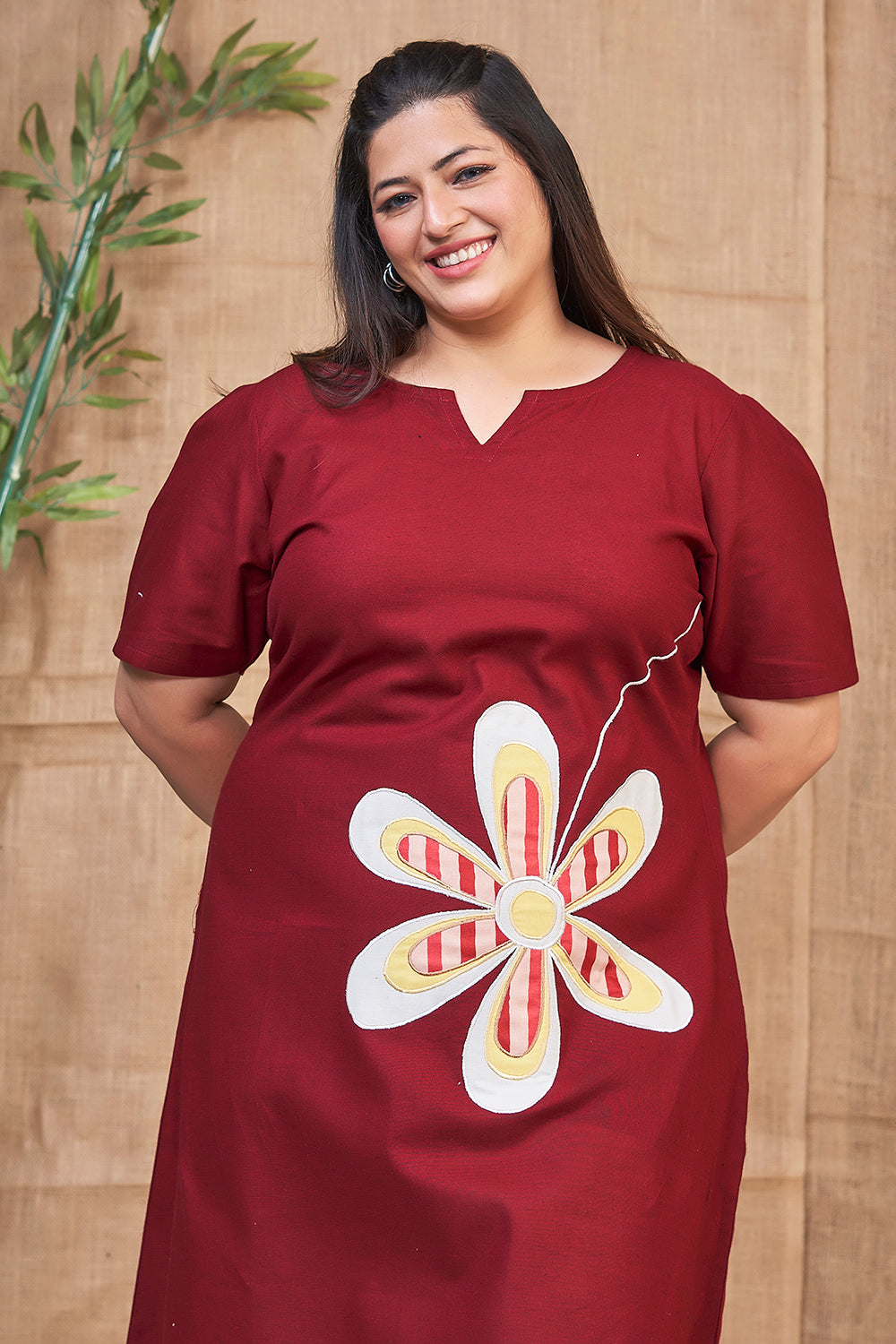 Maroon summer plus size dress