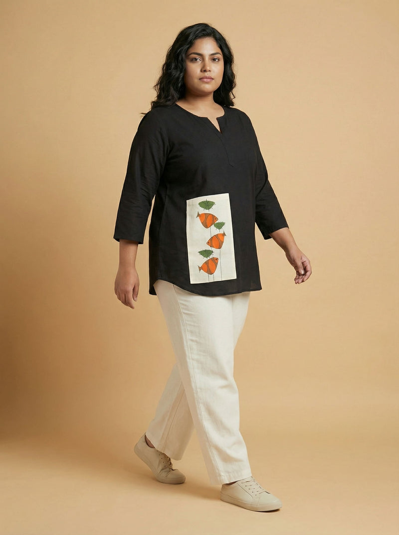 Black Casual Cotton Top For Women