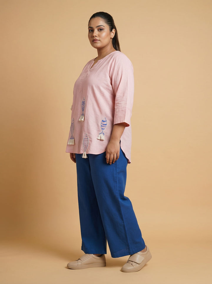 Pink Handpainted Plus Top