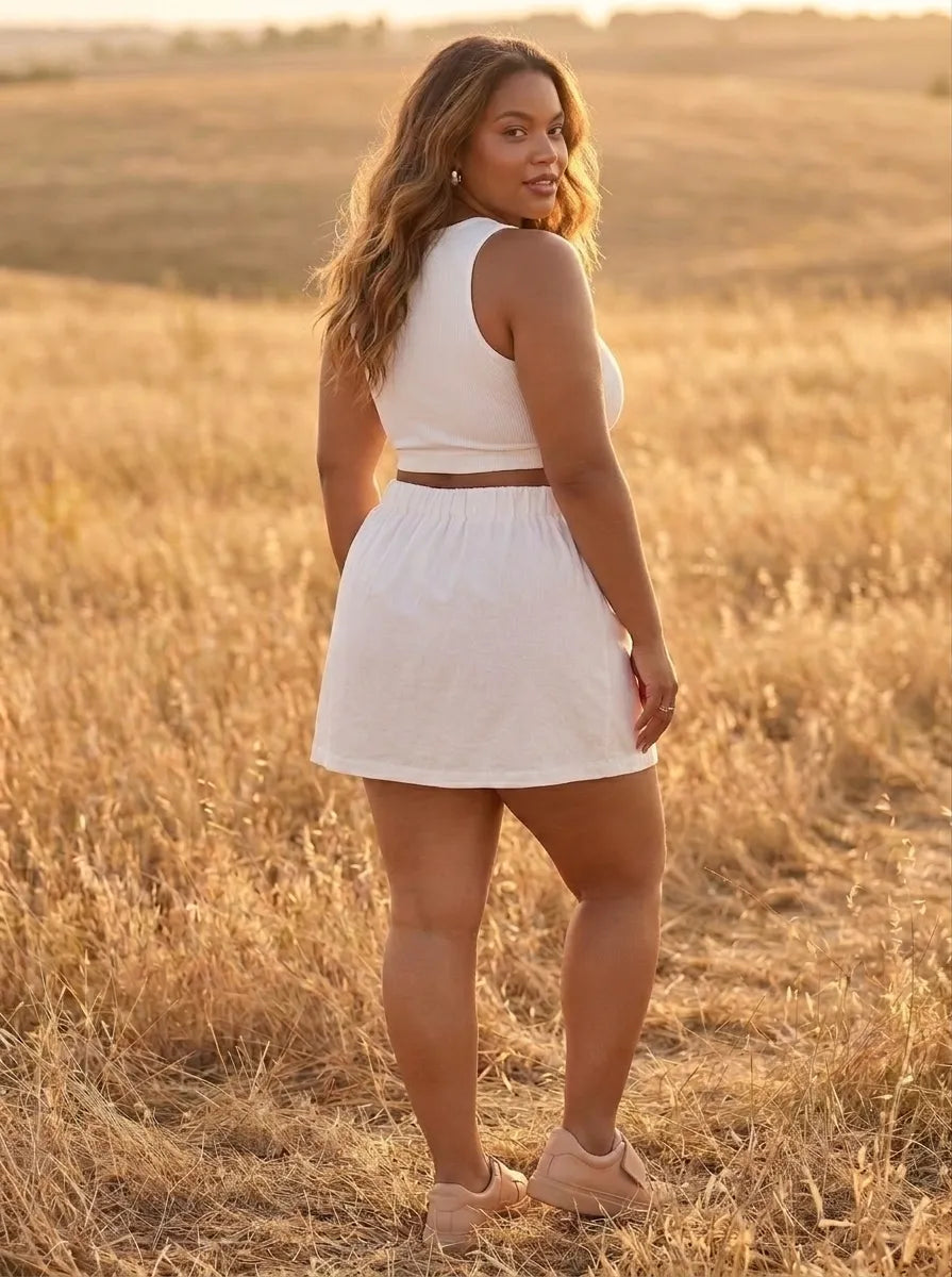 Off White Mini Wrap Stylish Skirt for Women