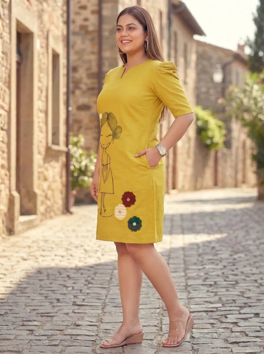 Summer Wear Patch Work Embroidery Cotton Dress