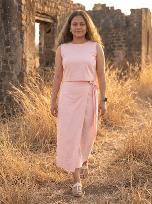 Pink Wrap Skirt with Matching Top