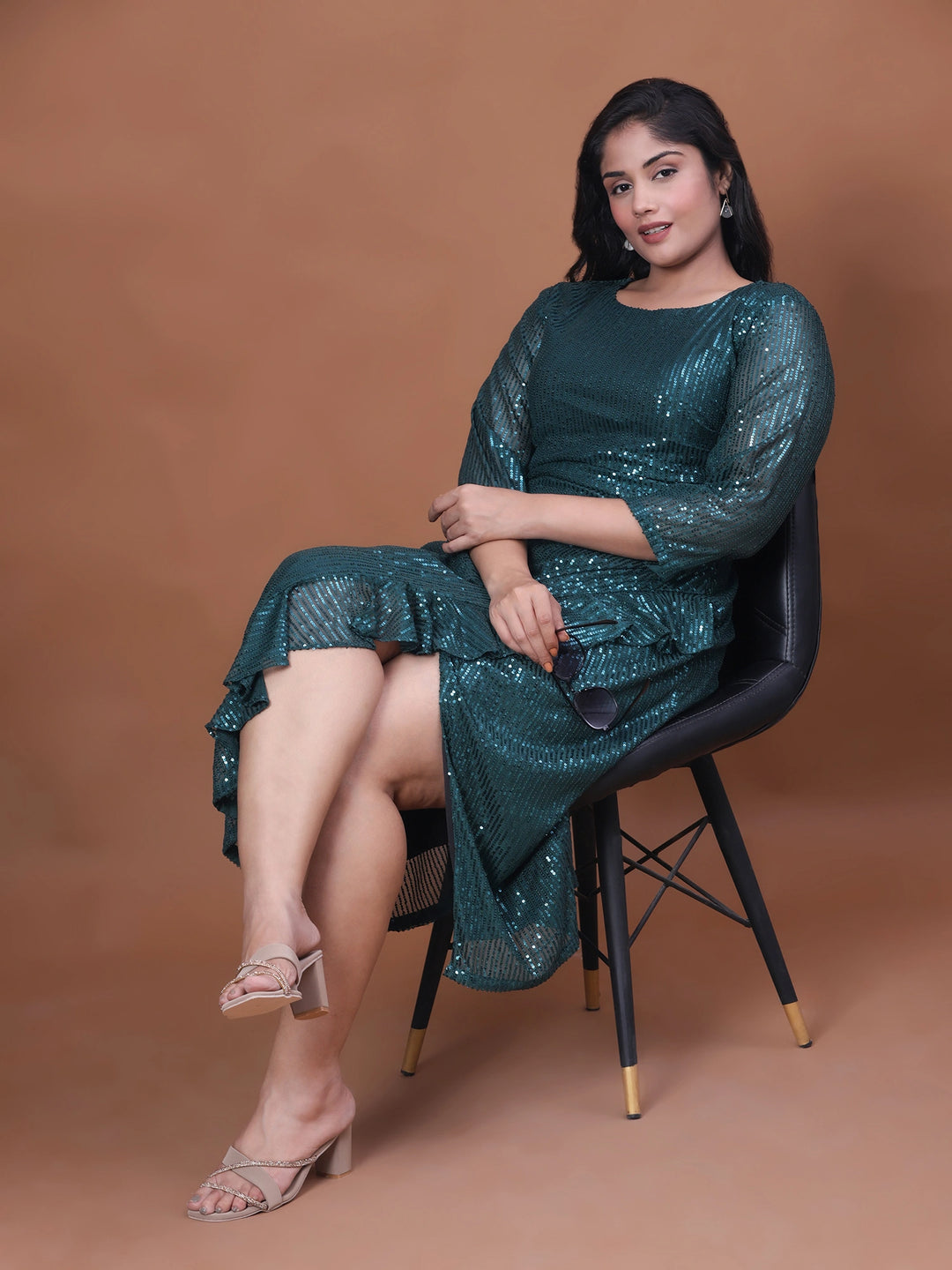 Green Sequin Party Wear Dress With New Stylish