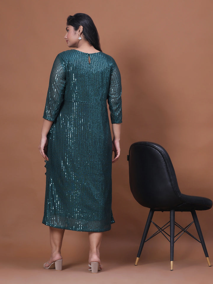 Green Sequin Party Wear Dress With New Stylish Back Side