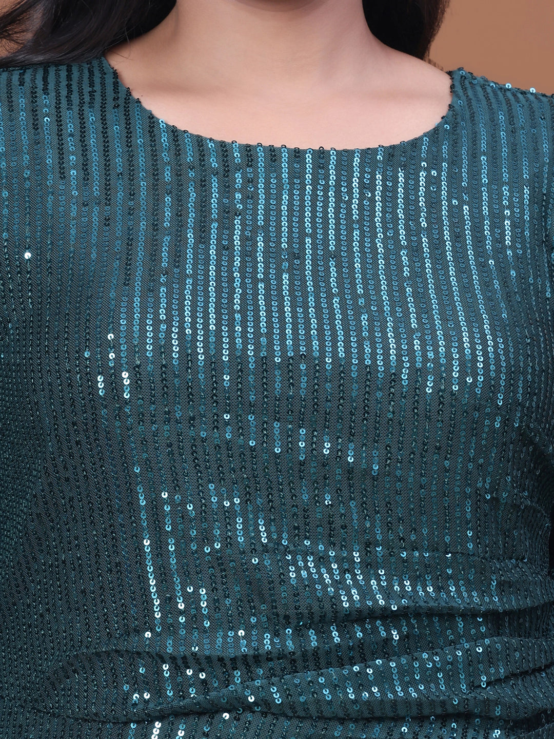 Green Stylish Sequin Party Wear Dress For Women