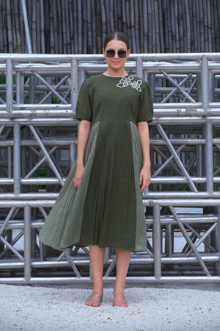 Green cotton Dress design for women