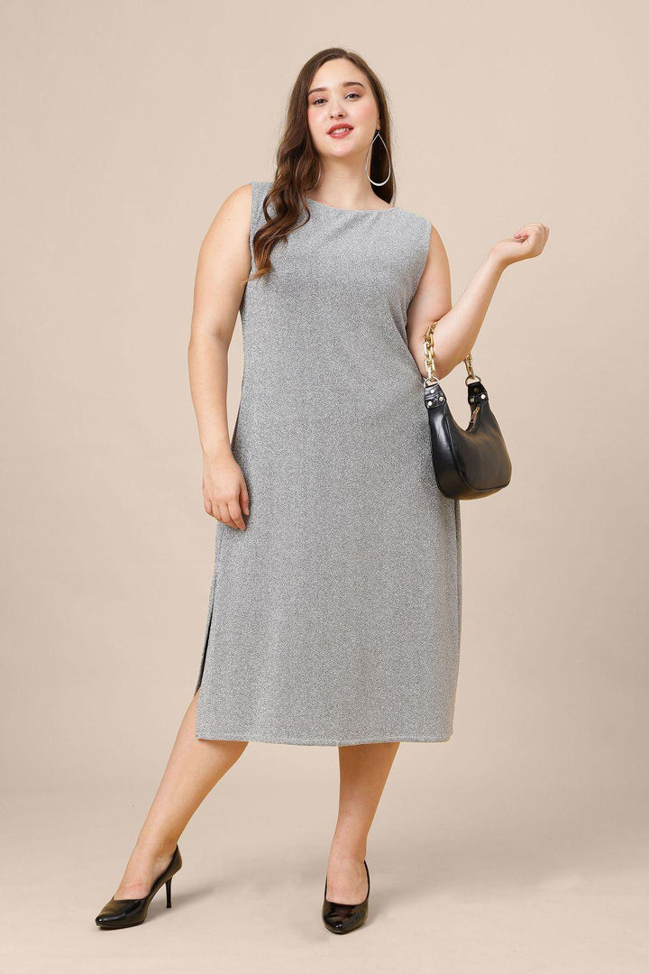 Grey Plus Size Party Wear Long Dress for Women