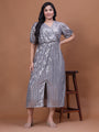 Grey Western Party Wear Dress With Sequins