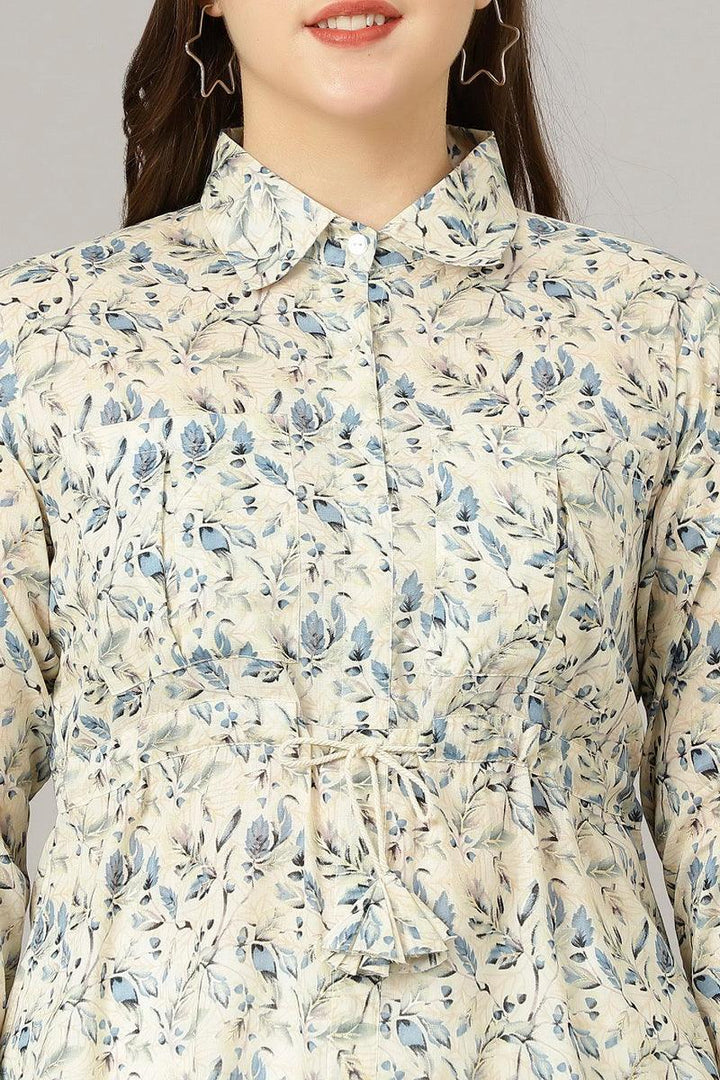 Curvy Lane Women Plus Size Floral Print Long Top With Dori Tassels - Curvy Lane