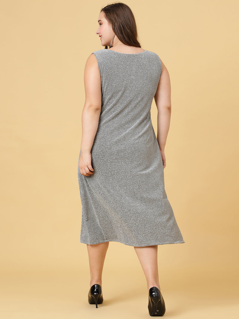 Grey Party Wear Shimmer Long Dress for Women