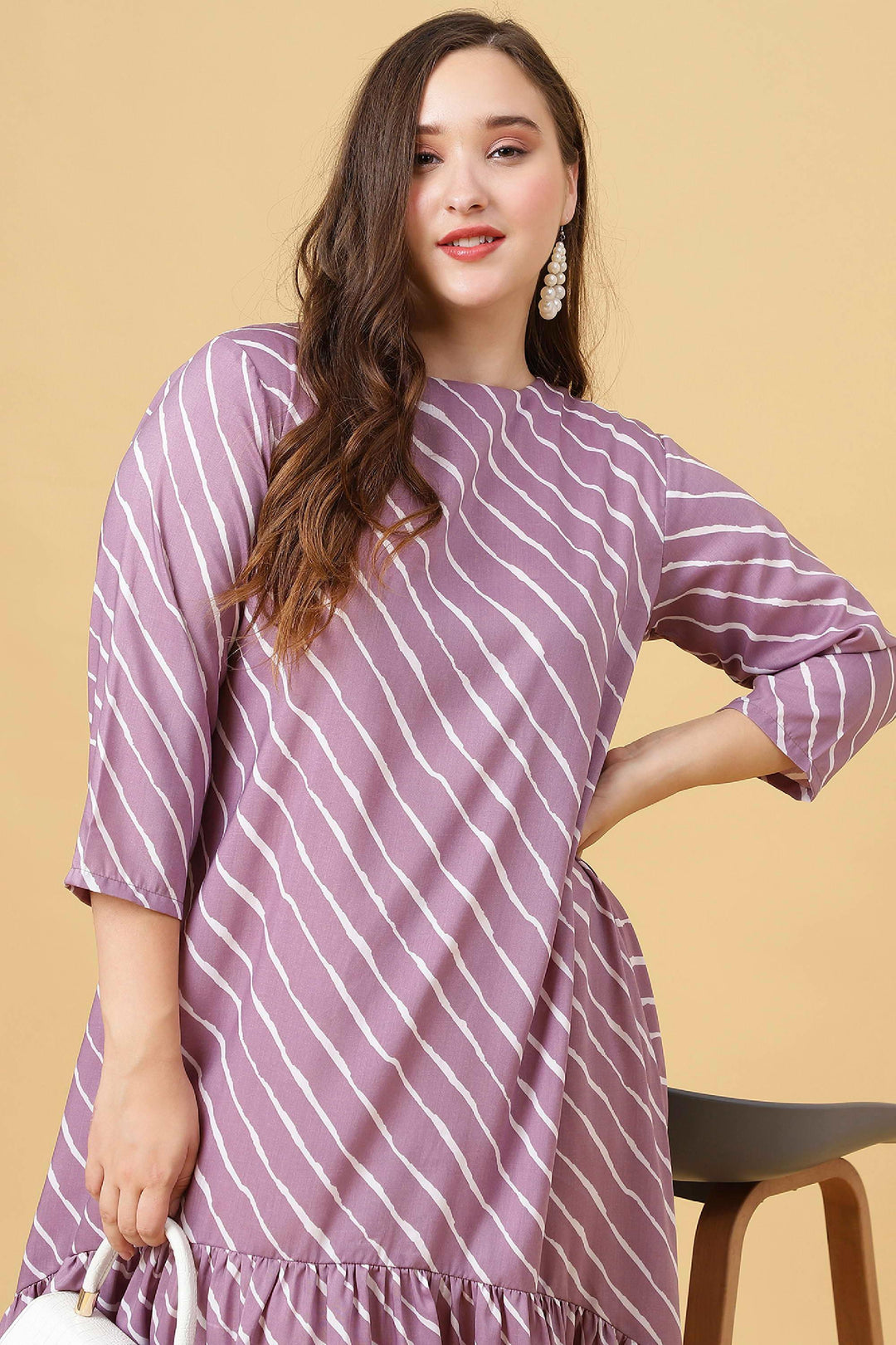 Curvy Lane Women Plus Size Asymetrical Leheriya Styled Tunic - Curvy Lane