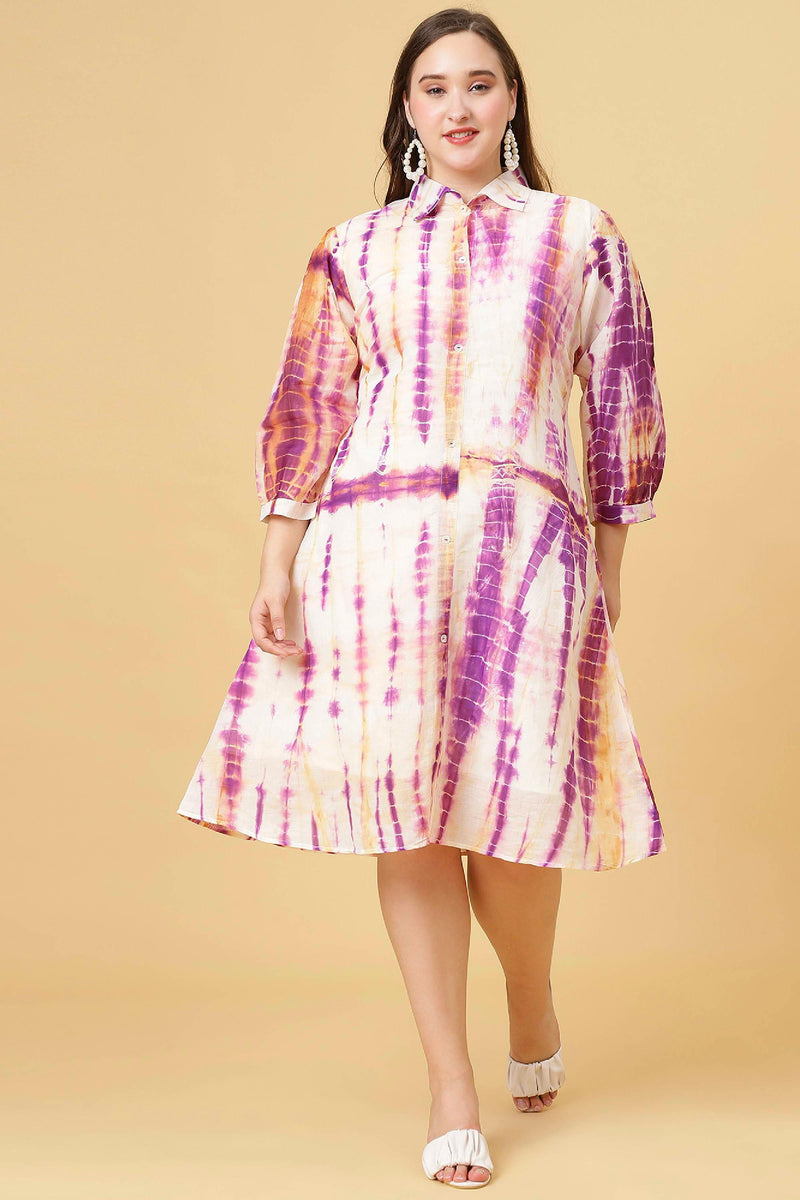 Curvy Lane Women Plus Size Tie and Dye Print Multicolor Adjustable Dress - Curvy Lane