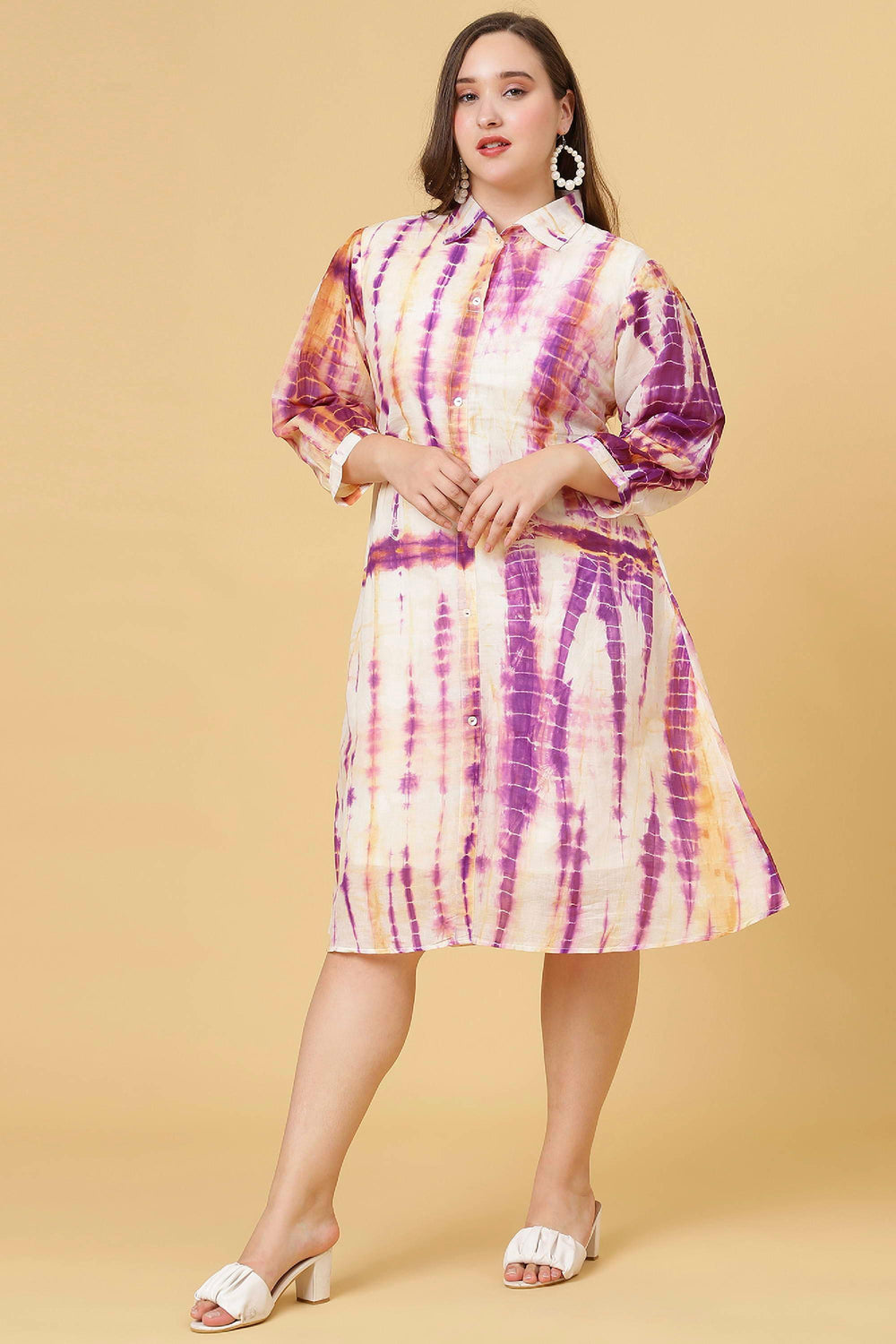 Curvy Lane Women Plus Size Tie and Dye Print Multicolor Adjustable Dress - Curvy Lane